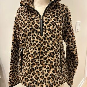 Ann Taylor Leopard Print fleece NWT